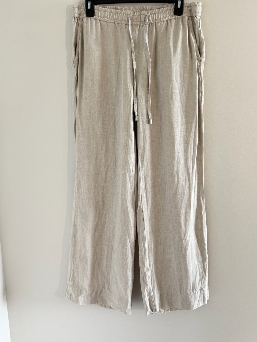 Tommy Bahama 100% Linen Drawstring Wide Leg Pants Womens Small Pull On Beige - Picture 2 of 10